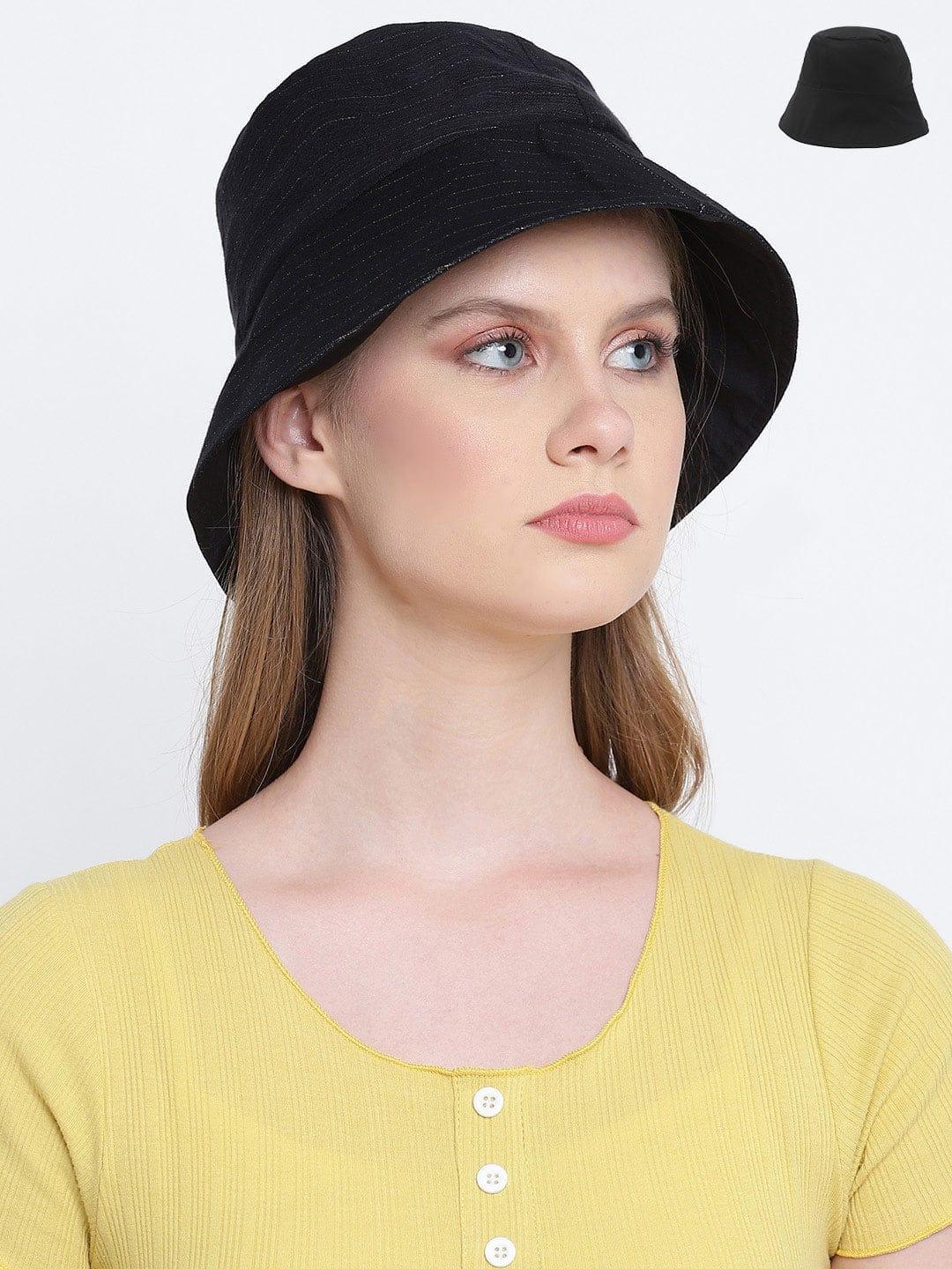 Zip Zap Solid Black Reversible Women Hat For Fashion