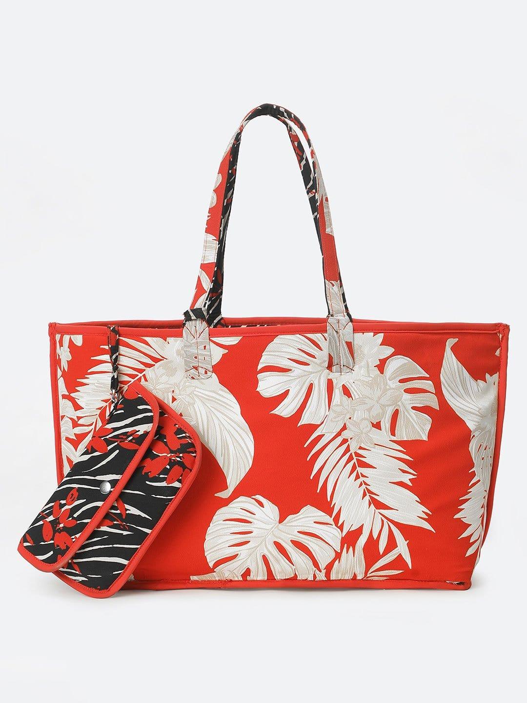 Blooming Rise Leaf Printed Women Reversible Handbag For You