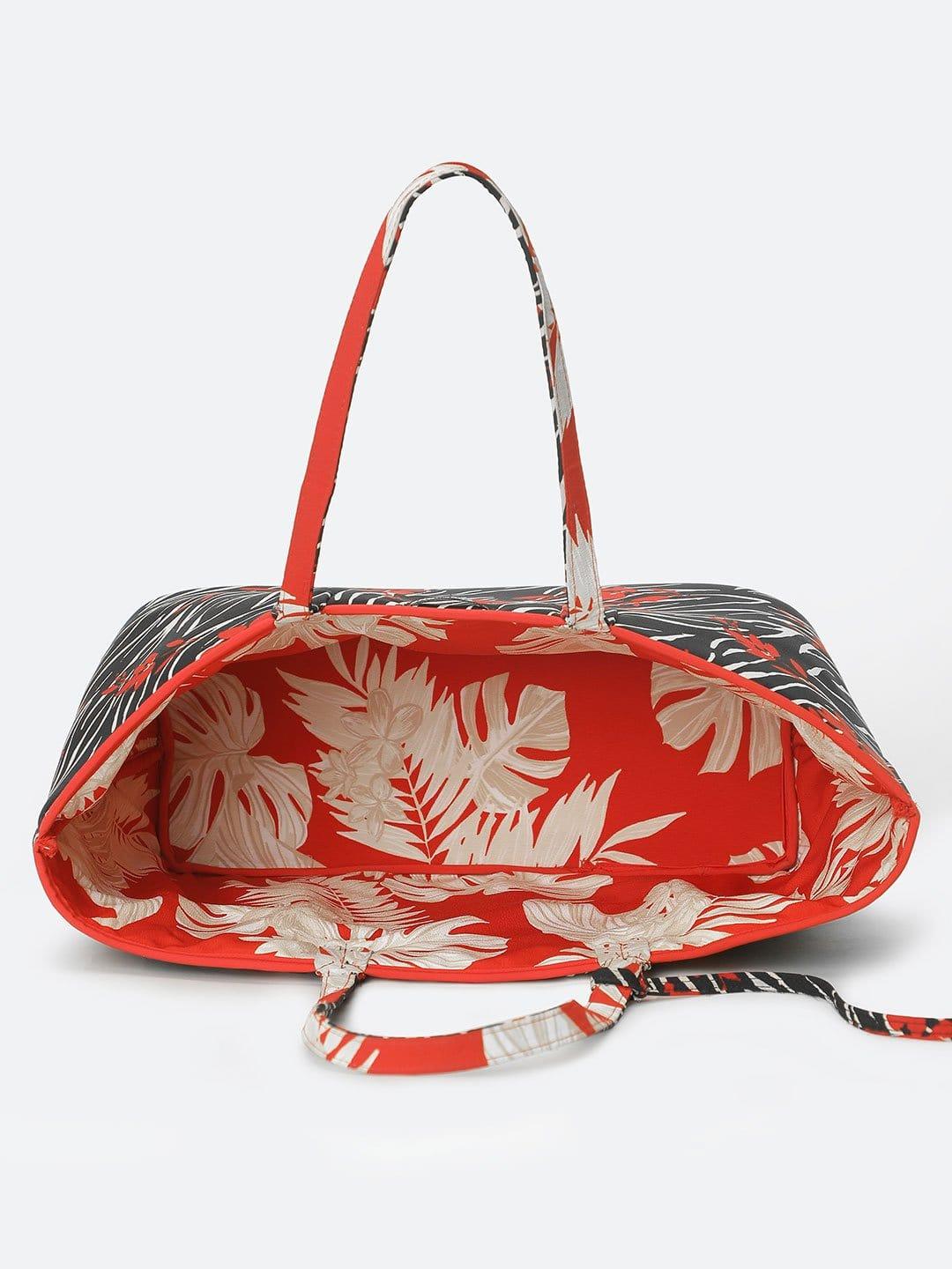 Blooming Rise Leaf Printed Women Reversible Handbag For You