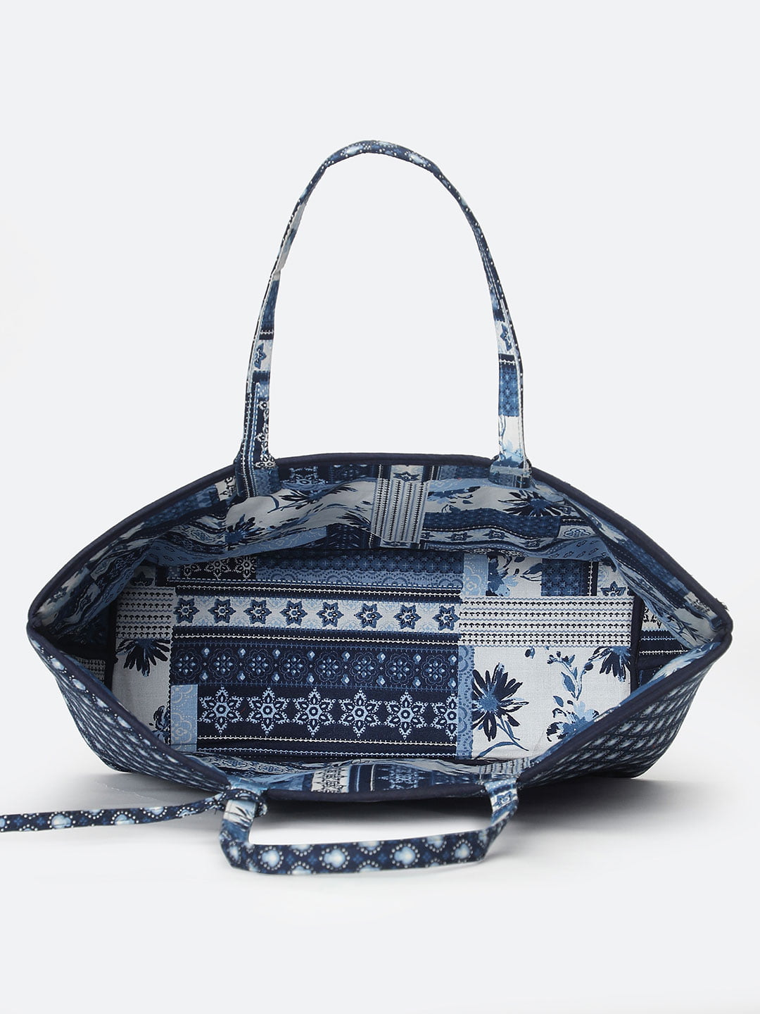 Sapphire Blue Printed Reversible Women Handbag For Chic Style