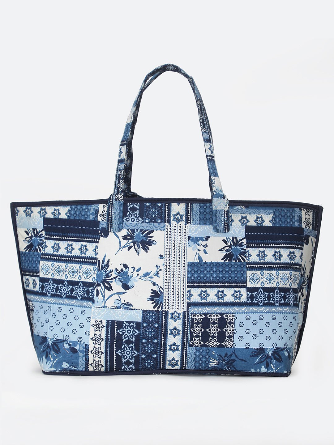 Sapphire Blue Printed Reversible Women Handbag For Chic Style