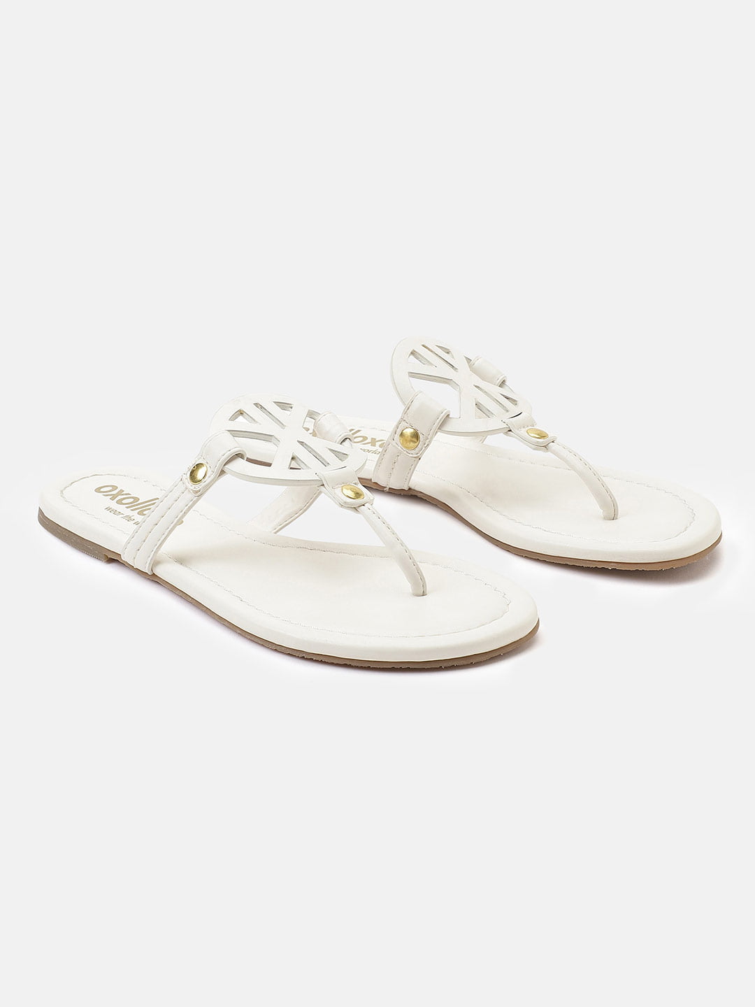 White T-Shape Open Back Flat New Sandals For Women