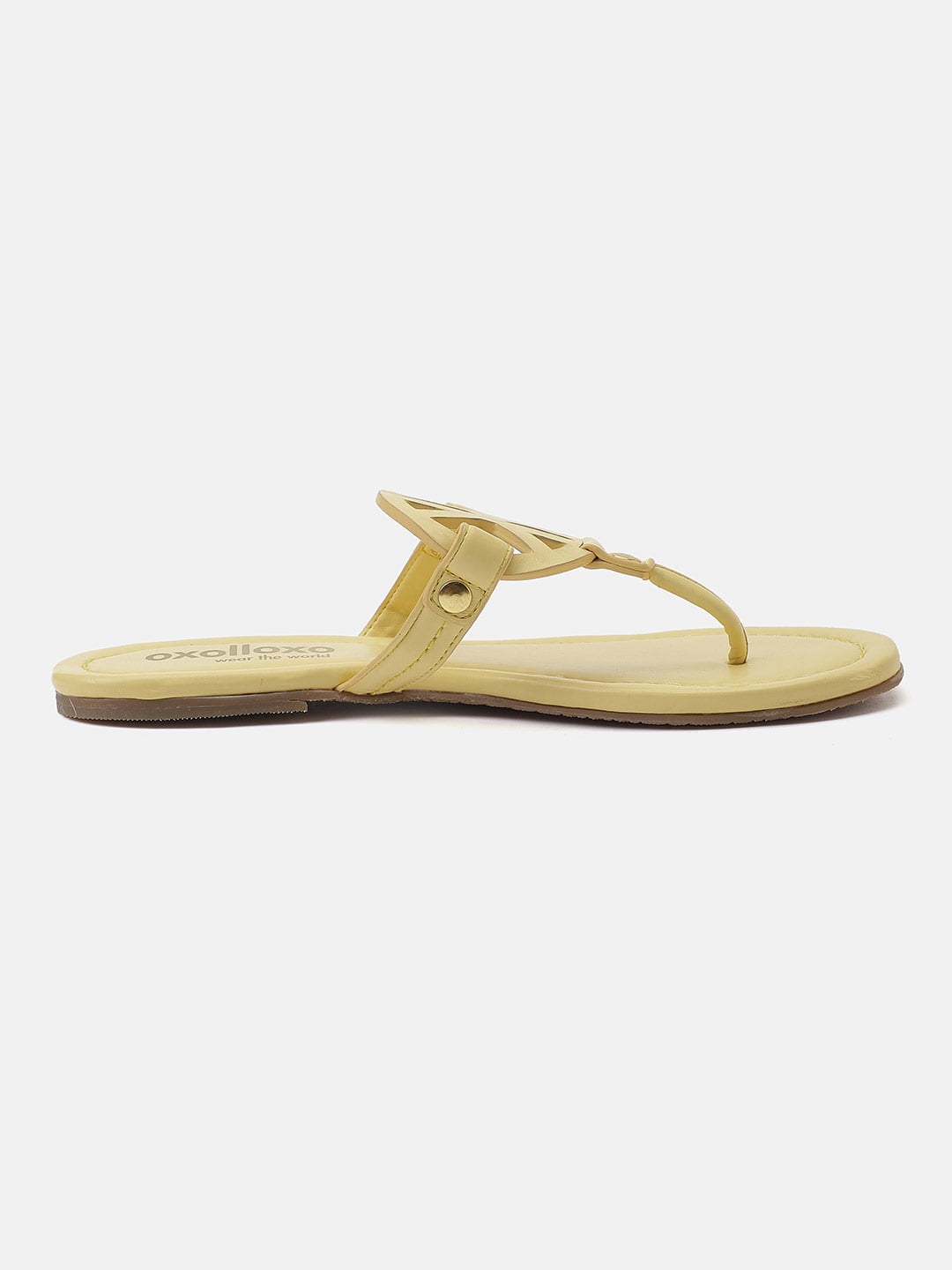 Yellow T-Shape Open Back Flat Sandals For Women Now