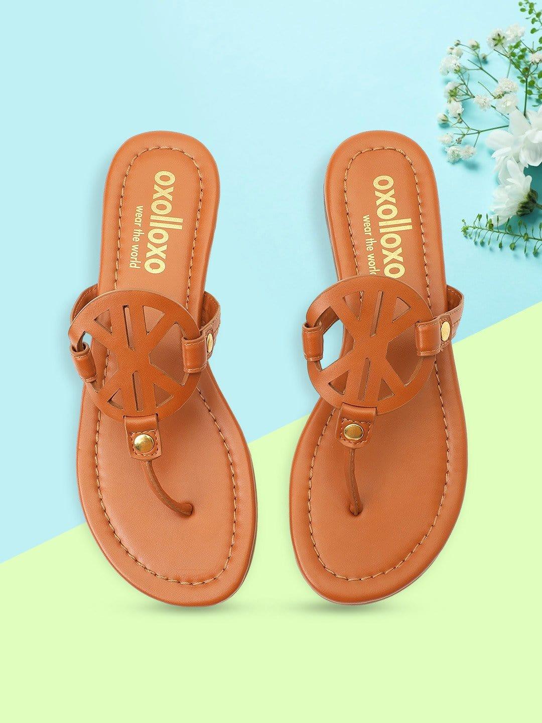 Brown T-Shape Open Back Flat Sandal For Women Now