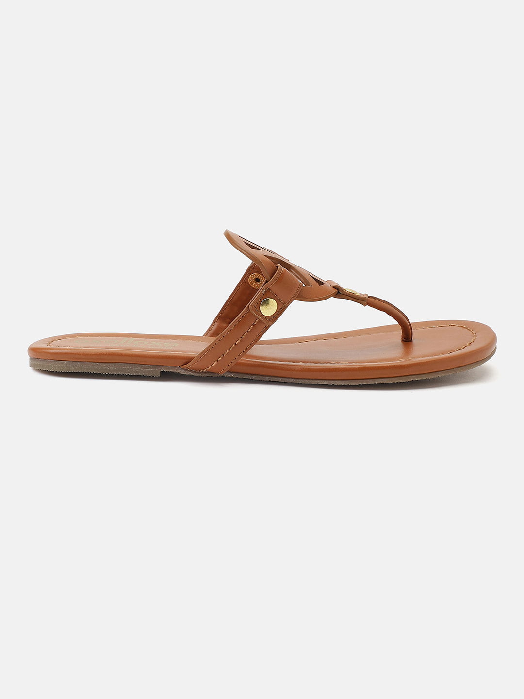 Brown T-Shape Open Back Flat Sandal For Women Now