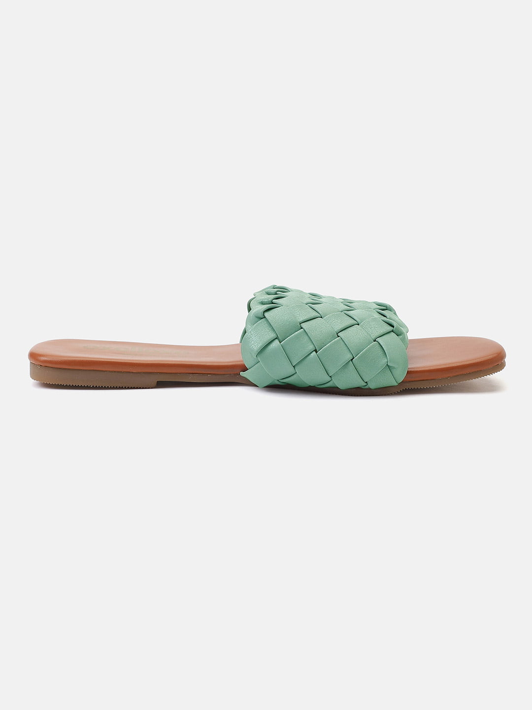 Perfect Blue Braided Open Back Flat Sandal For Women