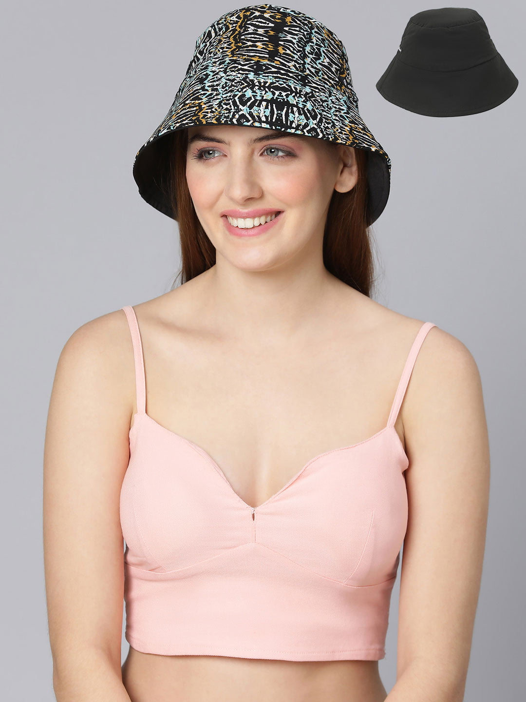 Cobra Black Reversible Women Bucket Hat For Fashionable Wear