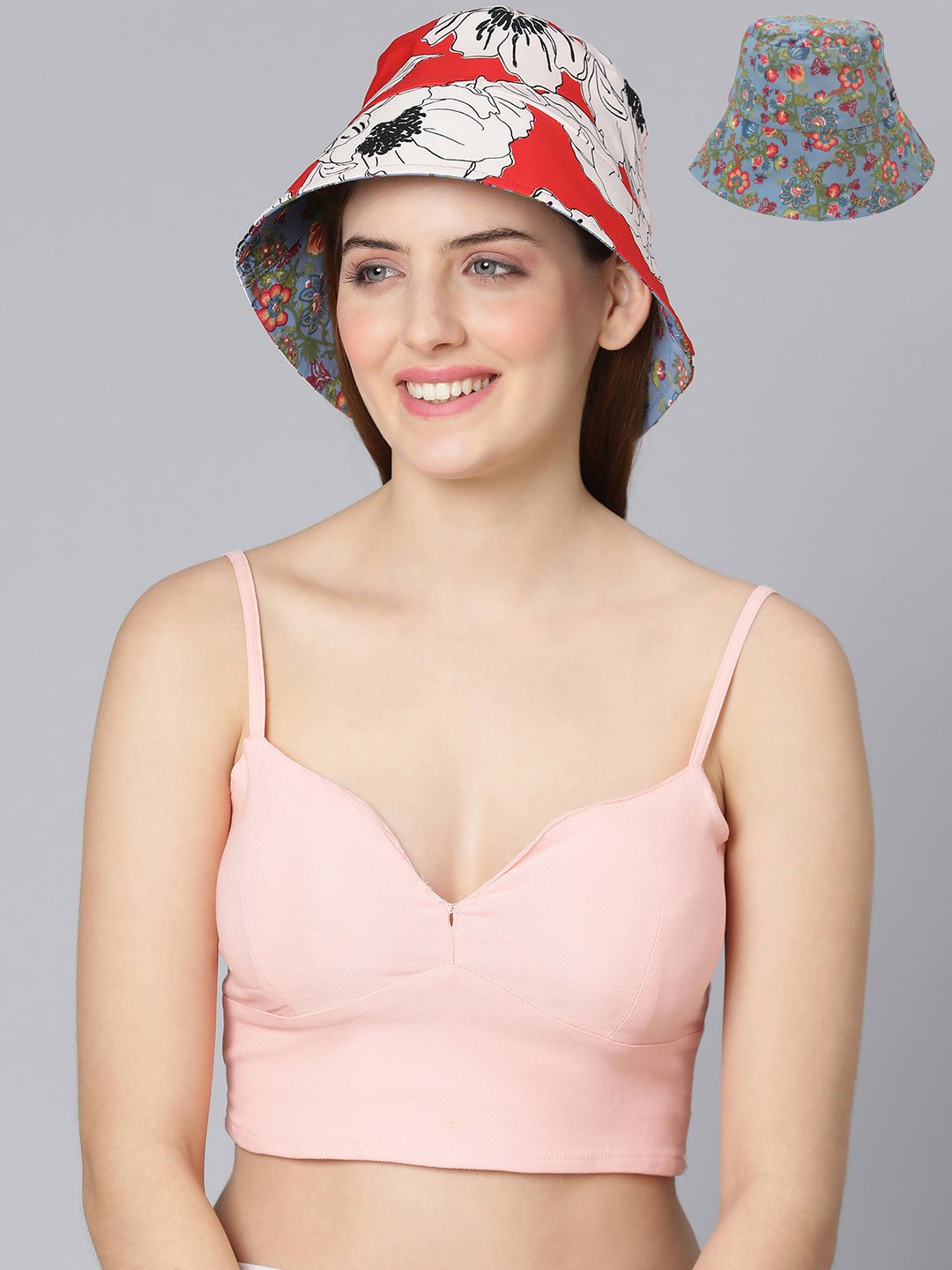 Spring Shine Floral Printed Reversible Floral Women Hat Now