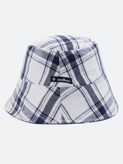 White Check Print Reversible Women Cotton Bucket Hat Today