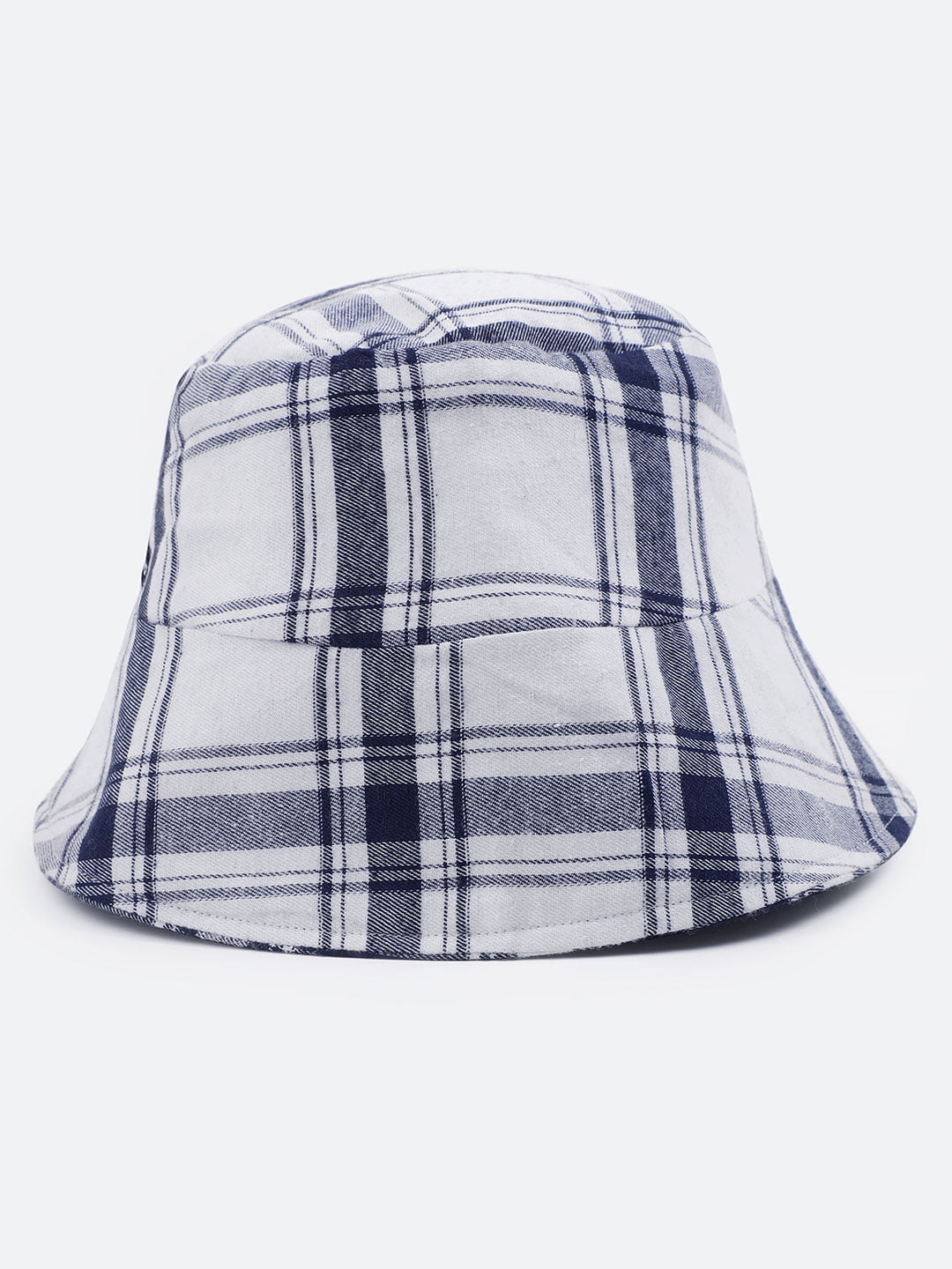 White Check Print Reversible Women Cotton Bucket Hat Today