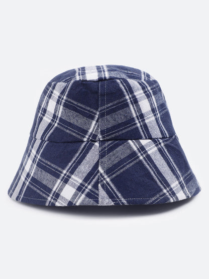 White Check Print Reversible Women Cotton Bucket Hat Today