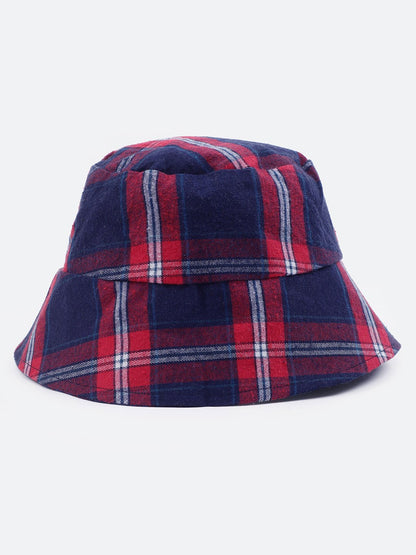 Current Blue Check Print Reversible Women Cotton Bucket Hat