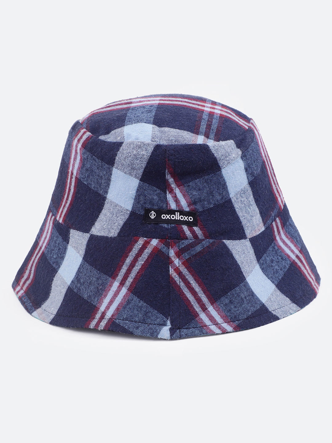 Afresh Blue Check Print Reversible Women Cotton Bucket Hat