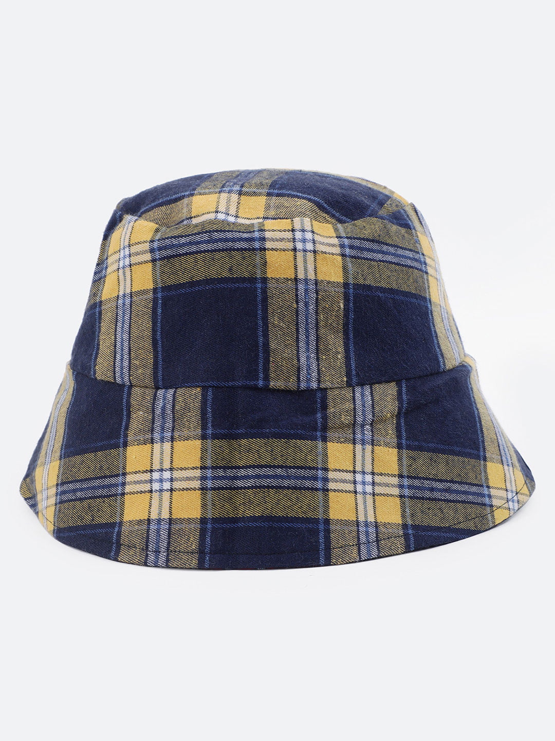 Stale Blue Check Print Reversible Women Cotton Bucket Hat