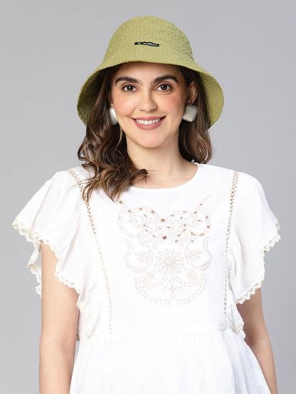 Stellar Khaki Color Women Bucket Hat For Stylish Wear