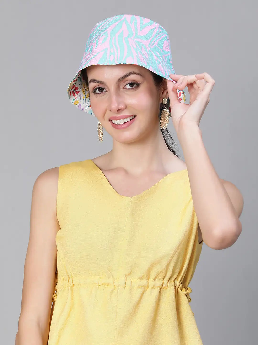 Prompted Floral Print Reversible Women Bucket Hat For Fun