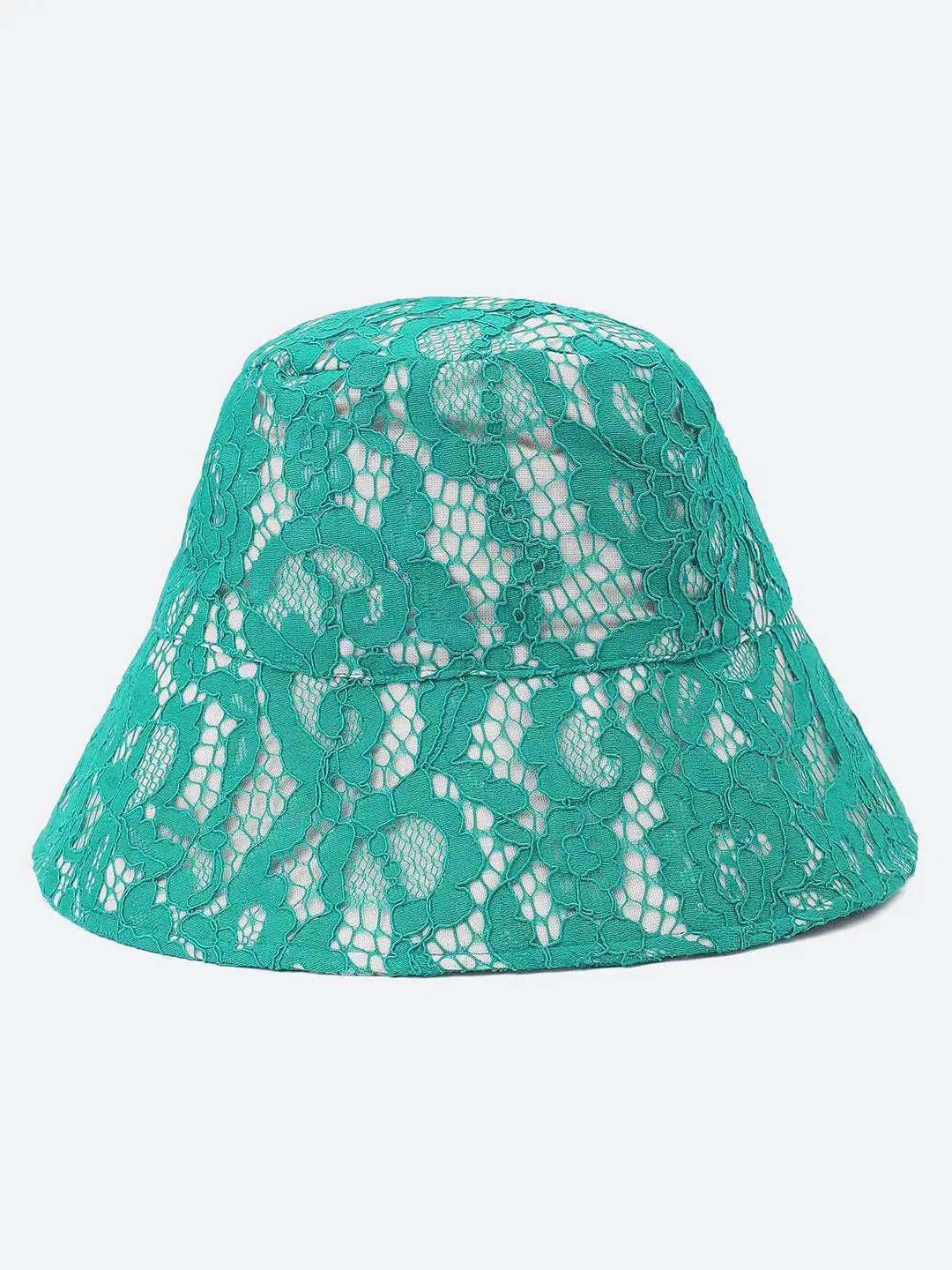 Godly Green Lace Fabric Women Bucket Hat For Summer Fun