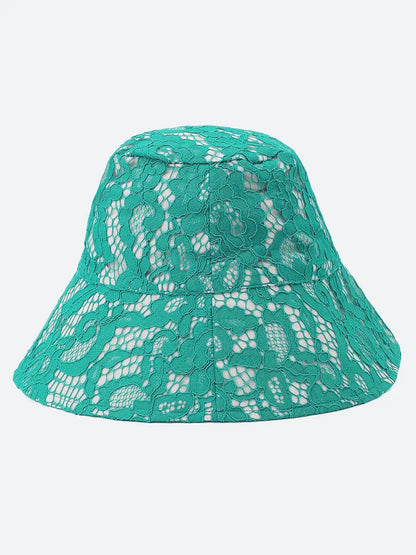 Godly Green Lace Fabric Women Bucket Hat For Summer Fun