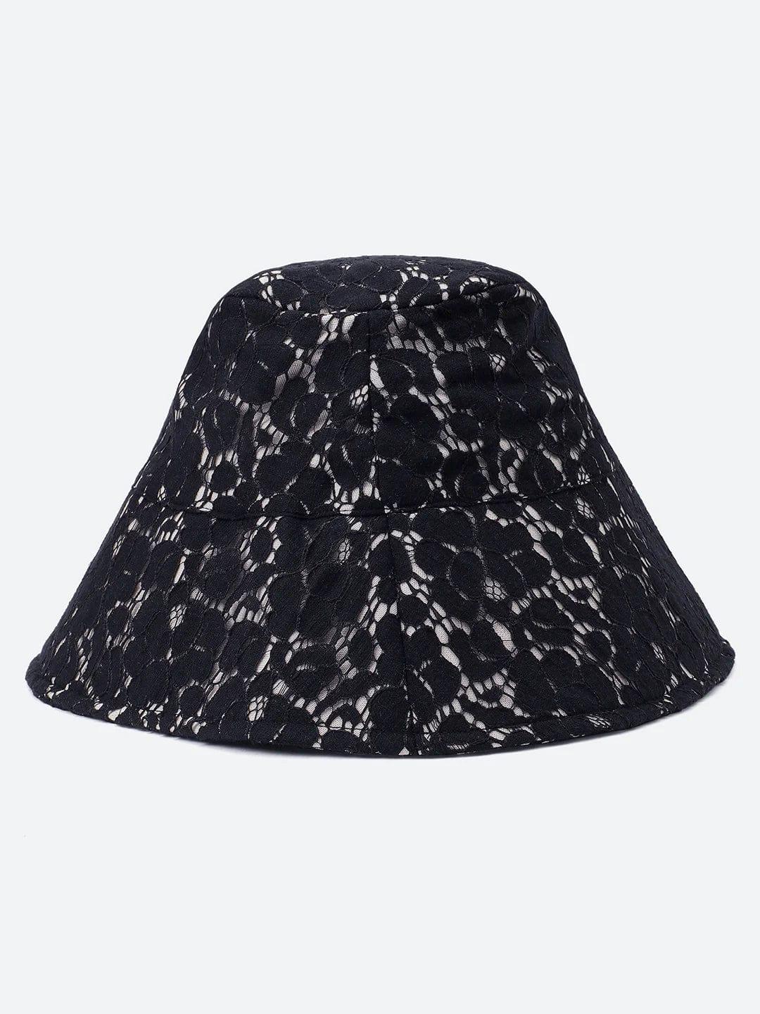 Back Up Black Lace Fabric Women Bucket Hat Now