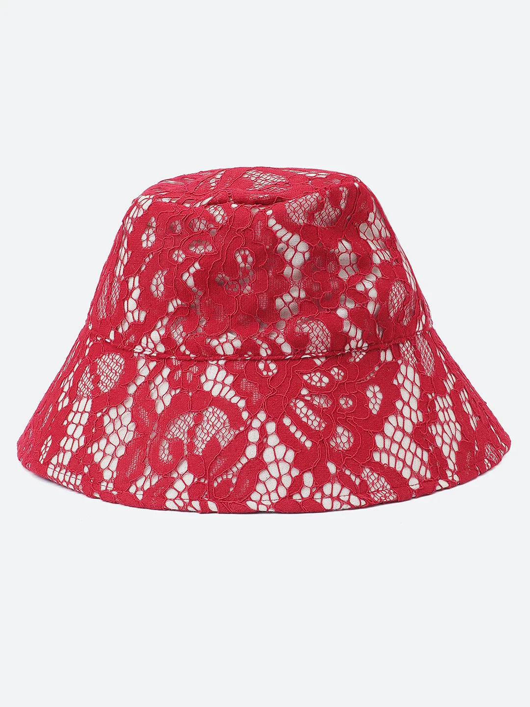 Pop Up Maroon Lace Fabric Women Bucket Hat For You