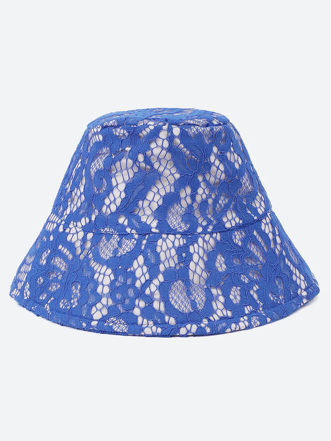 Grand Blue Lace Fabric Women Bucket Hat For Women