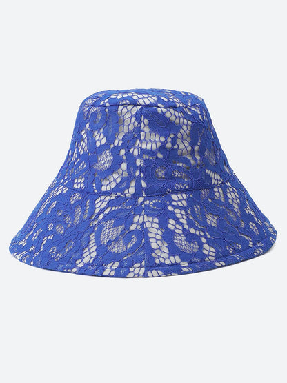 Grand Blue Lace Fabric Women Bucket Hat For Women