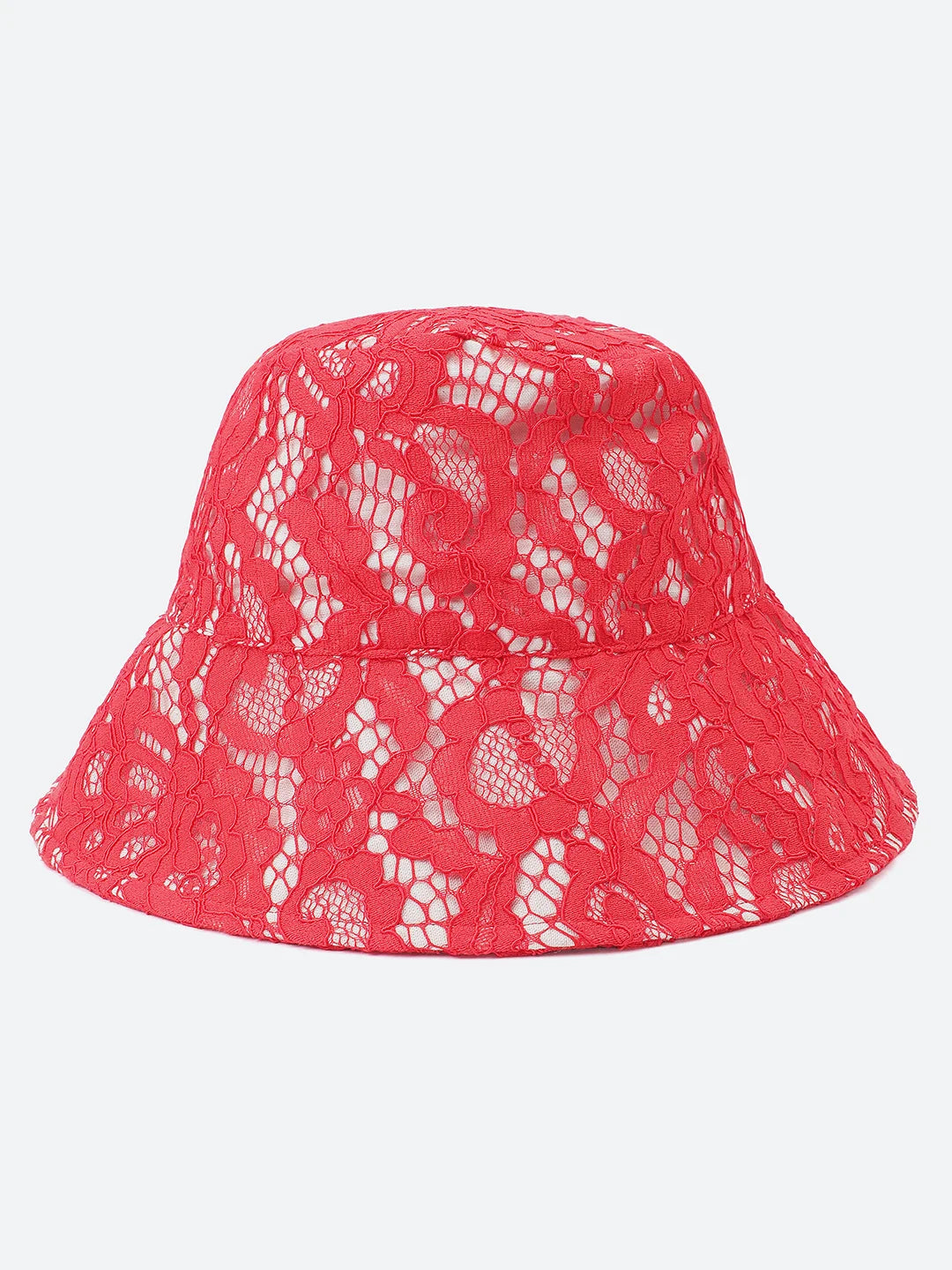 Maple Red Lace Fabric Women Bucket Hat For Style