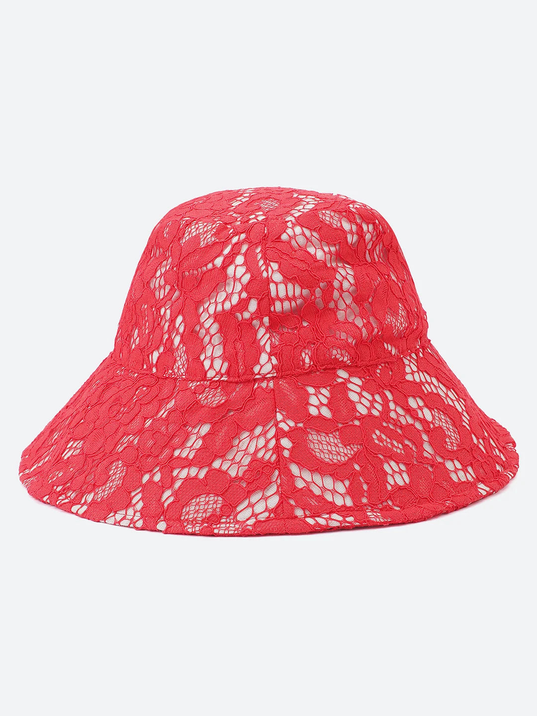 Maple Red Lace Fabric Women Bucket Hat For Style