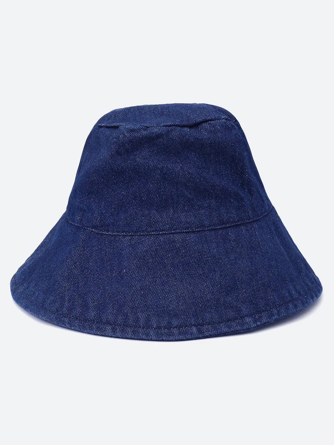 Daring Dark Blue Solid Women Cotton Bucket Hat Today