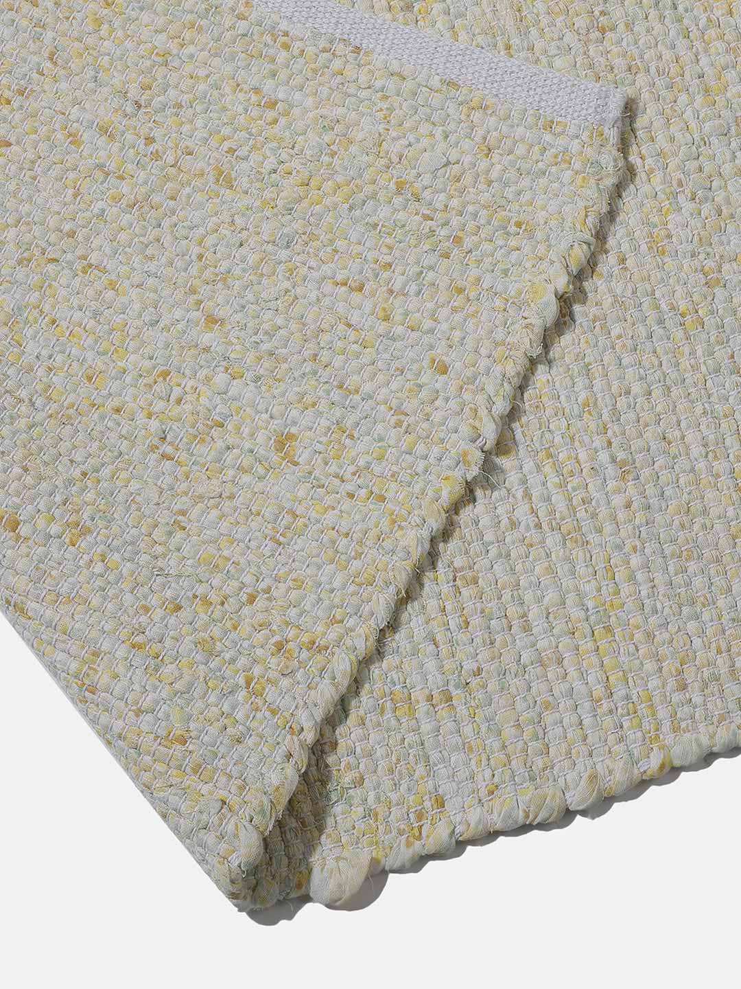 Creamy Solid Woven Design Rectangle Shape Rug For Home