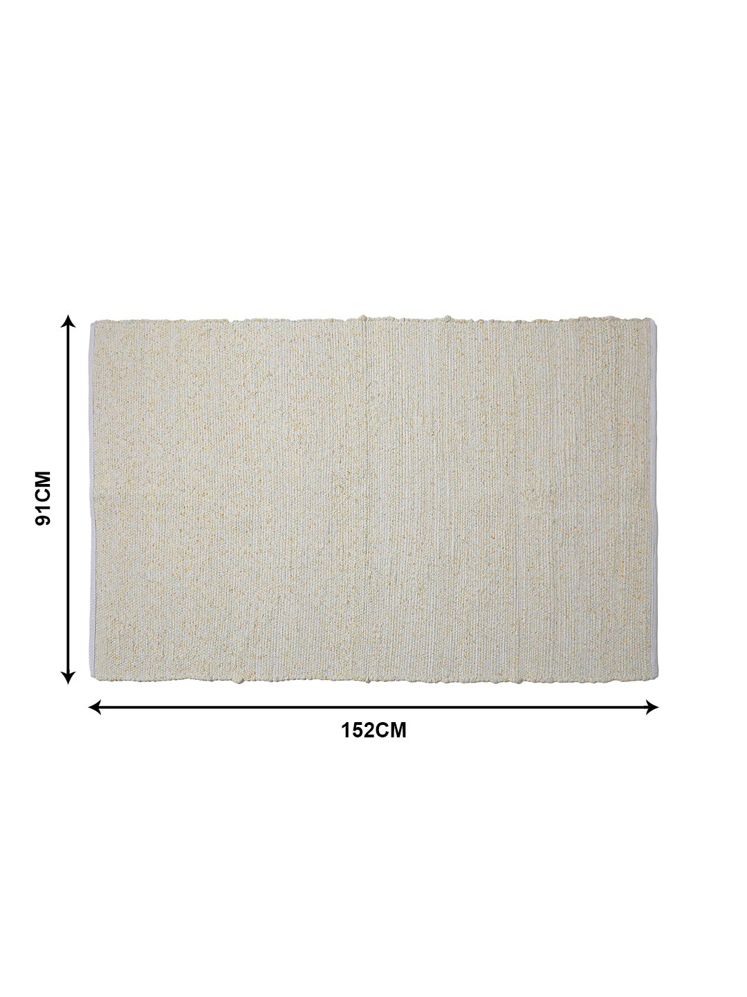 Creamy Solid Woven Design Rectangle Shape Rug For Home