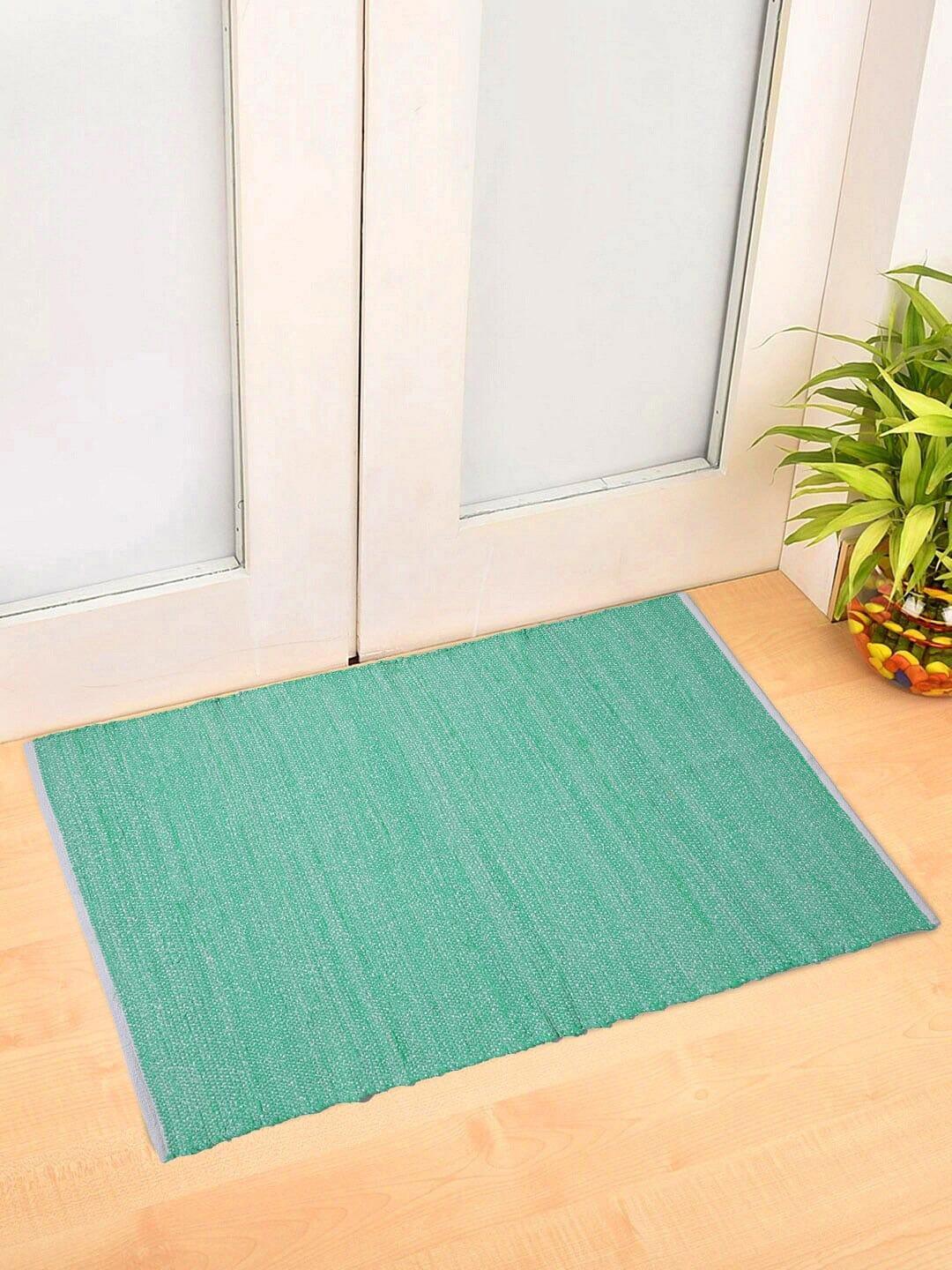 Rare Green Woven Design Rectangle Shape Rug For Decor