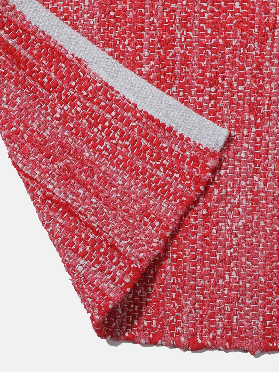 Red Woven Design Rectangle Shape Rug For Living Room