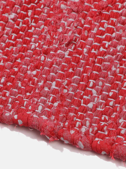 Red Woven Design Rectangle Shape Rug For Living Room