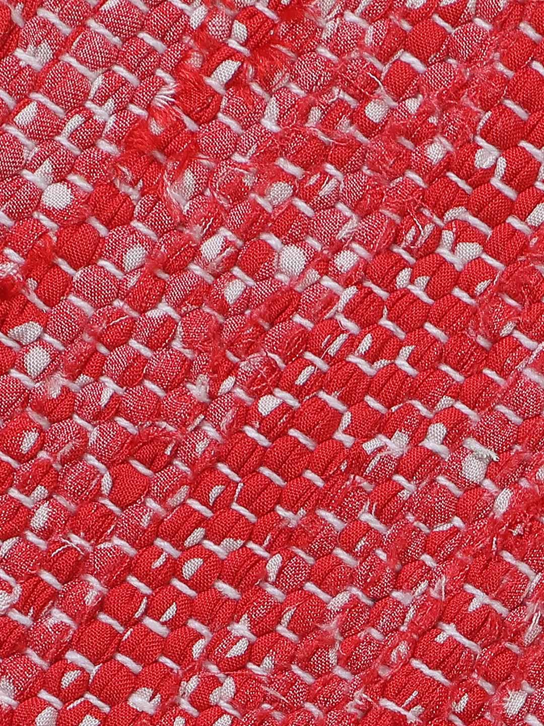 Red Woven Design Rectangle Shape Rug For Living Room