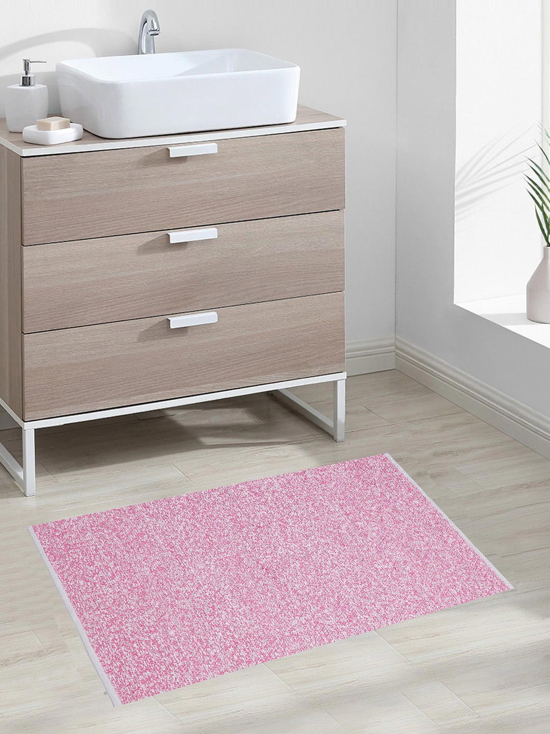 Classic Pink Woven Design Rectangle Shape Rug For Kids