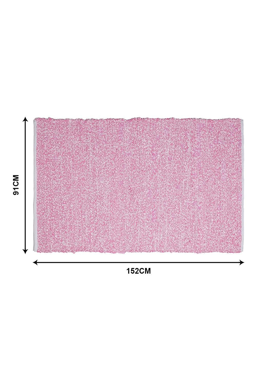 Classic Pink Woven Design Rectangle Shape Rug For Kids