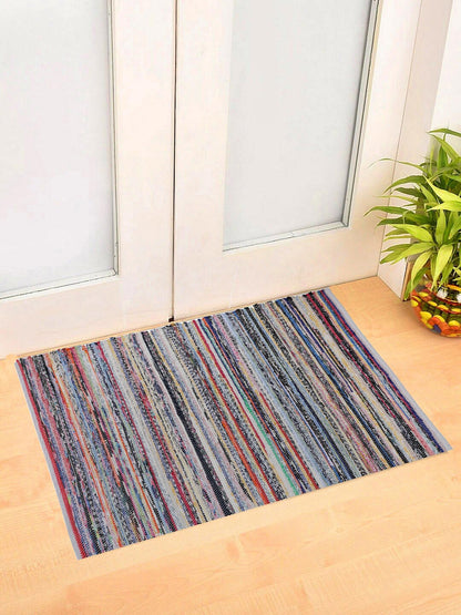 Multihued Solid Woven Design Rectangle Shape Rug For Comfort