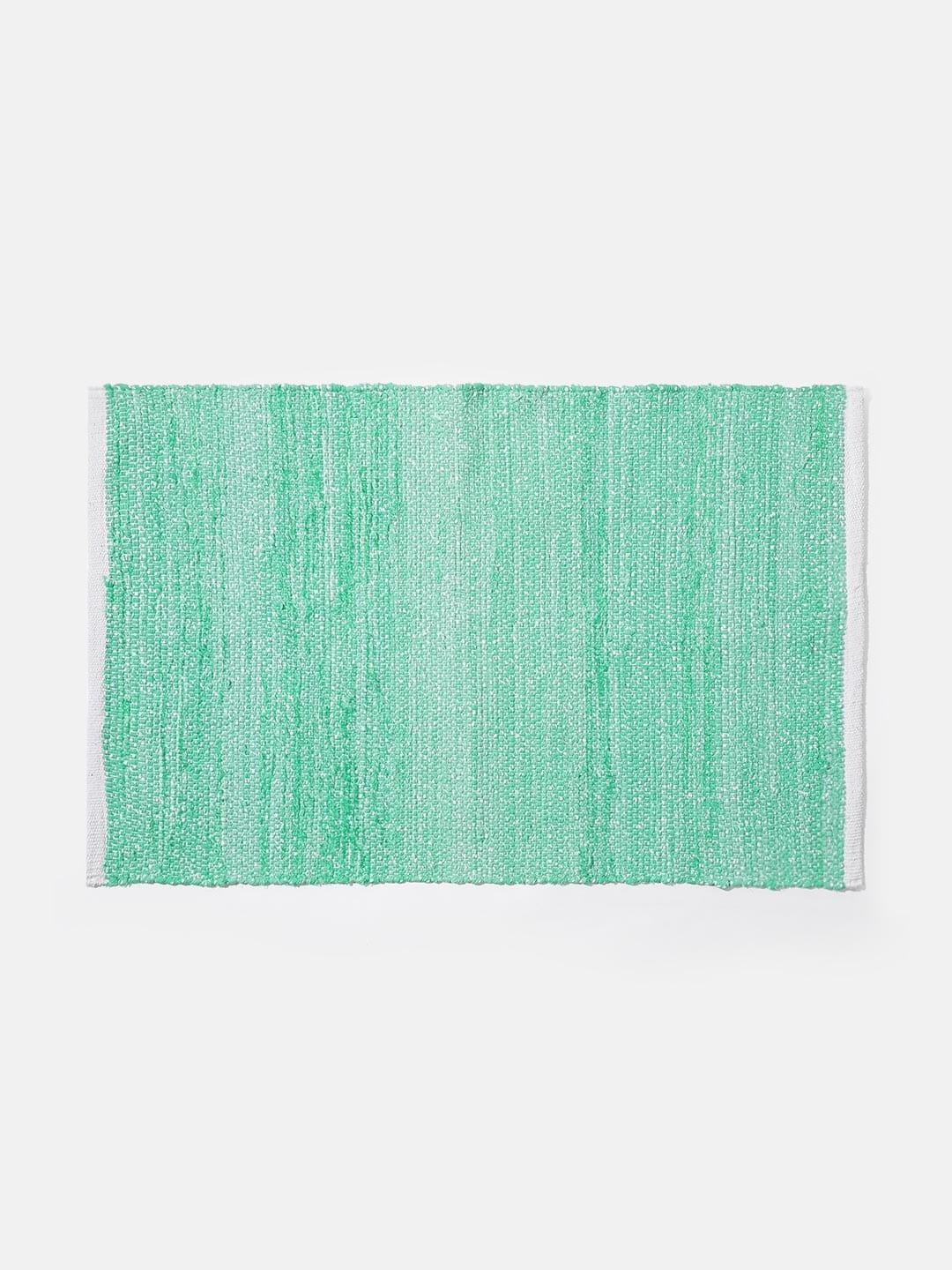 Sea Green Woven Design Rectangle Shape Rug For Home