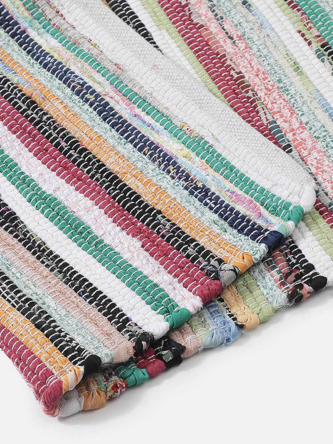 Color Waved Rectangle Shape Cotton Rug For Unique Decor