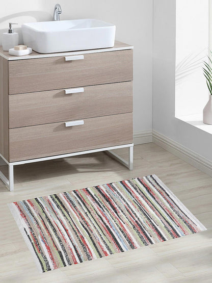 Multihued Rectangle Shape Cotton Rug For Colorful Style