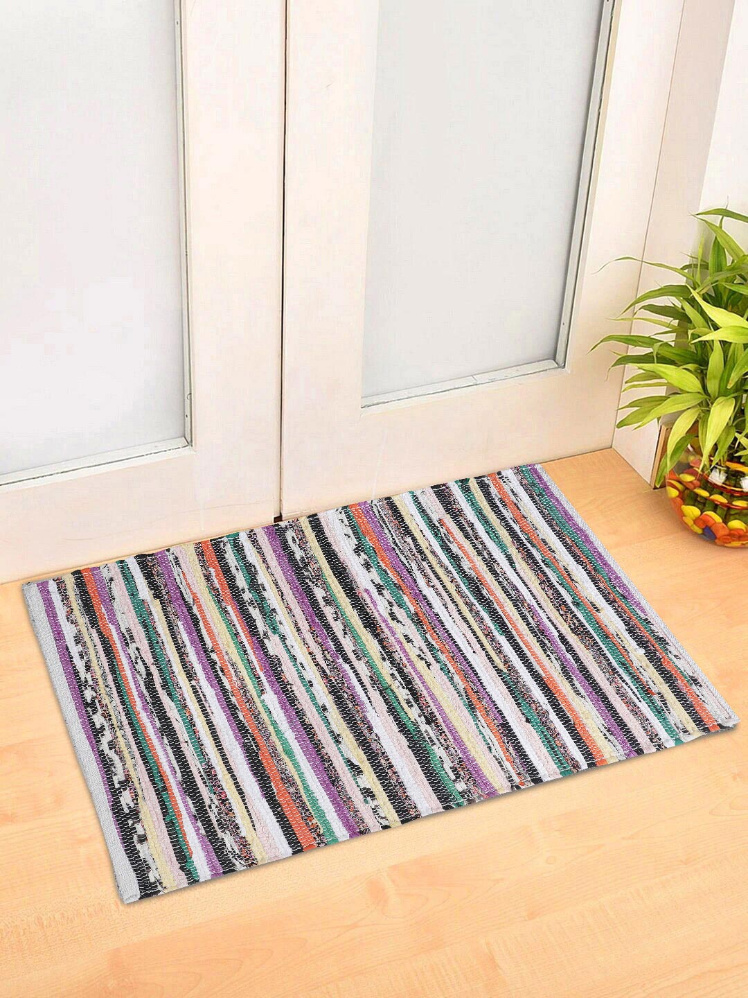 Many Colored Rectangle Shape Cotton Rug For Vibrant Atmosphere