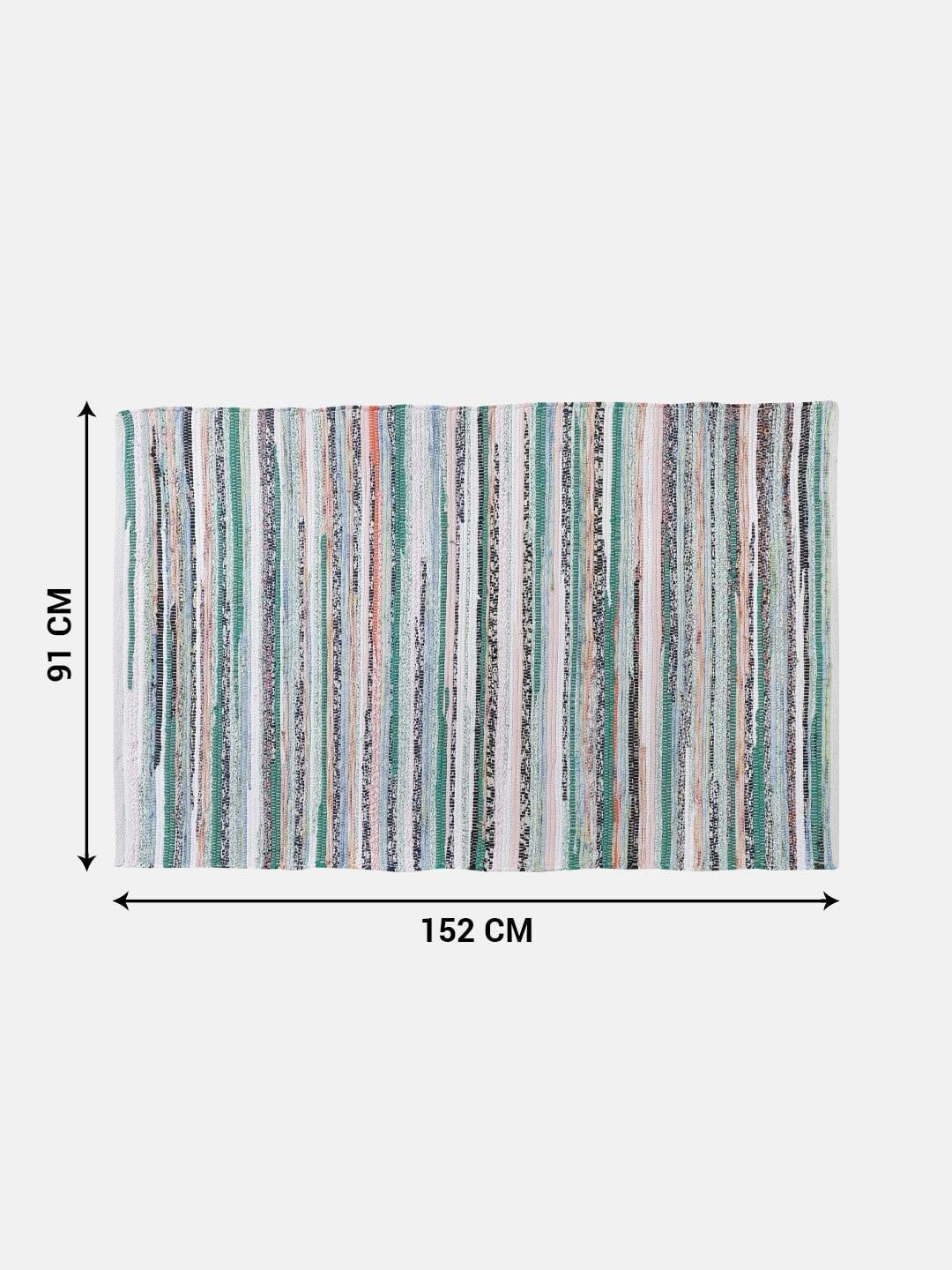 Home Mix Colored Rectangle Shape Cotton Rug For Decor