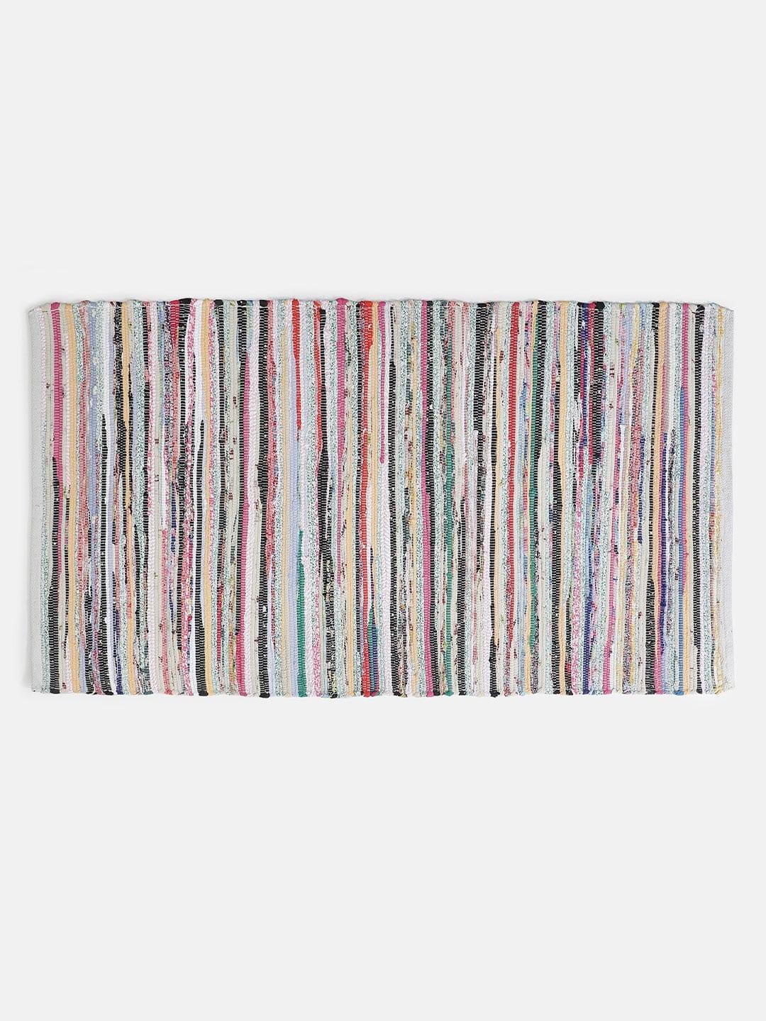 Rangeela Multicolored Rectangle Shape Cotton Rug For Living Space