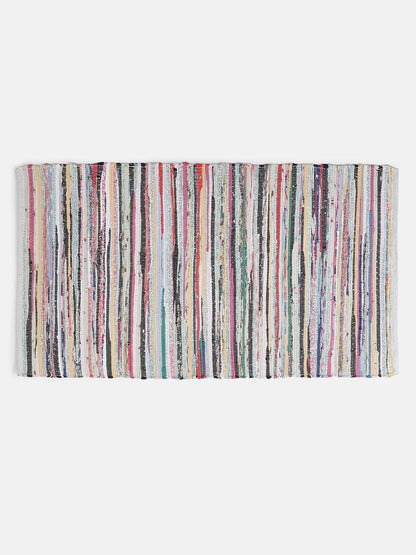 Rangeela Multicolored Rectangle Shape Cotton Rug For Living Space