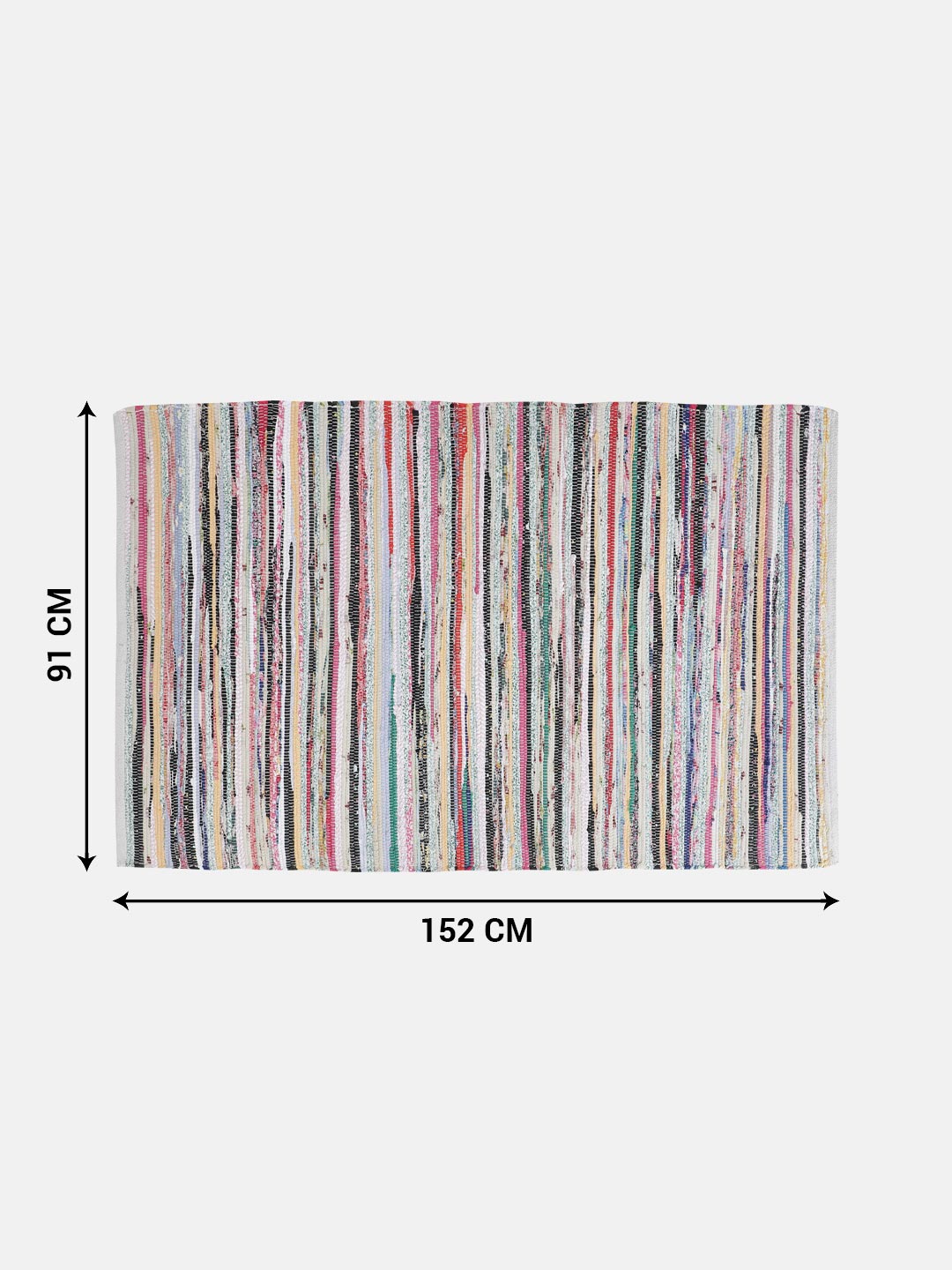 Rangeela Multicolored Rectangle Shape Cotton Rug For Living Space