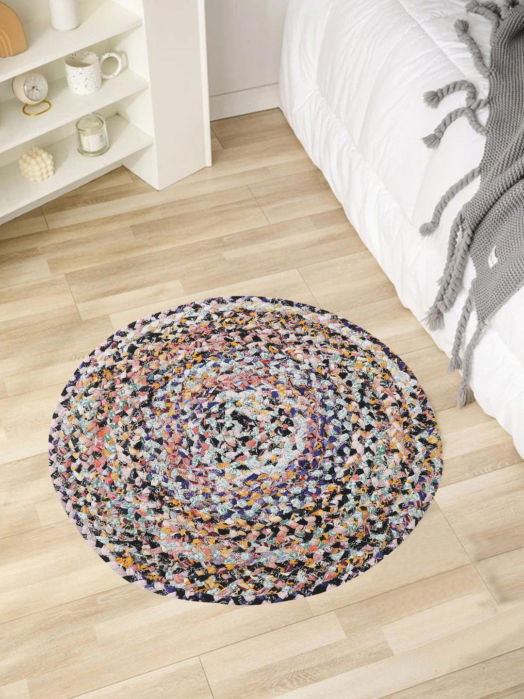 Audrey Multicolored Round Shape Cotton Rug For Stylish Look