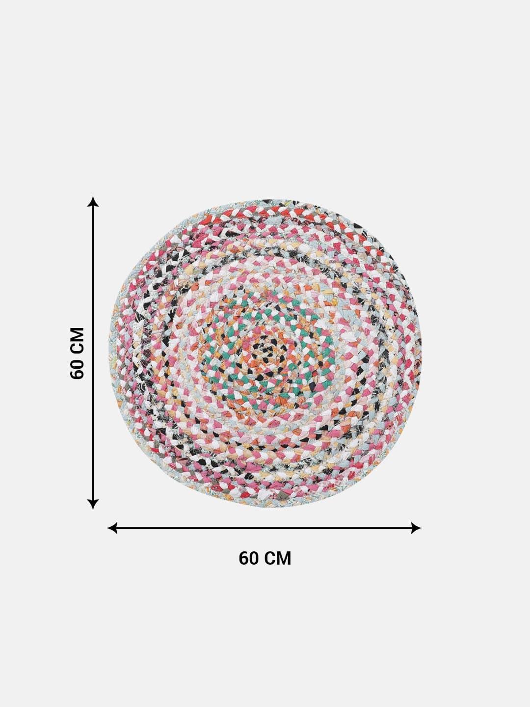 Refined Colored Round Shape Cotton Rug For Elegant Touch