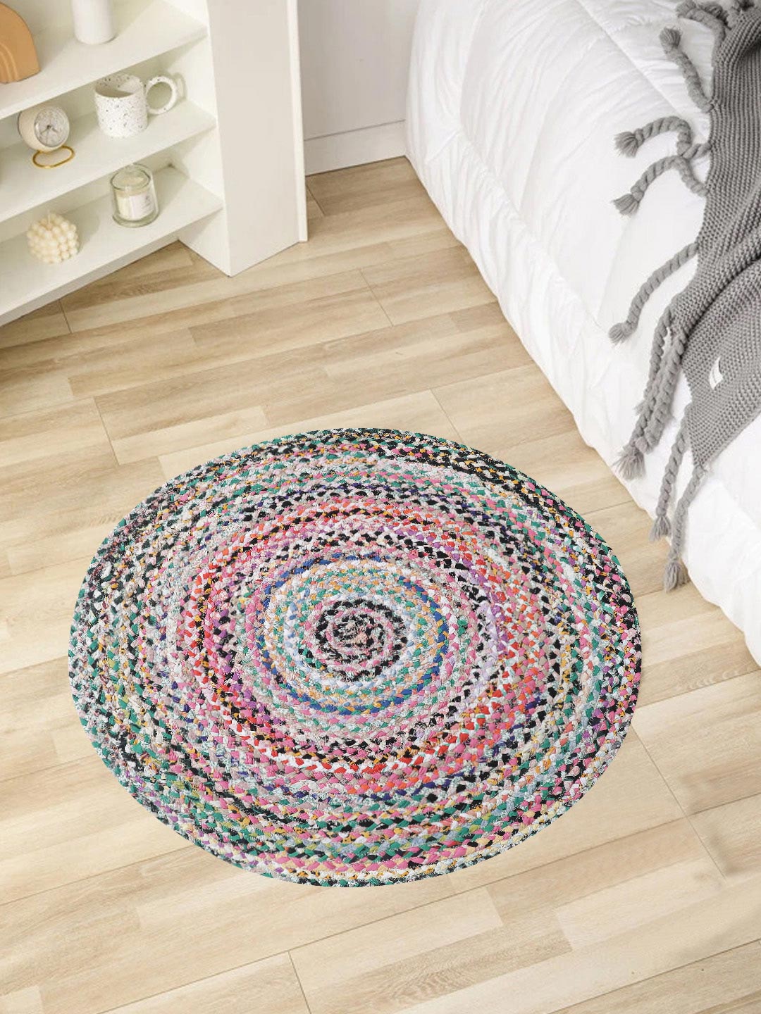 Ballista Mix Colored Round Shape Cotton Rug For Living Room