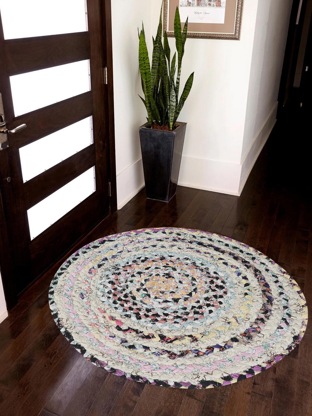 Apex Multihued Round Shape Cotton Rug For Colorful Decor